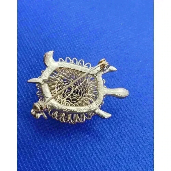 Vintage Brooch Turtle tortoise 10k Gold plated Wire Hand Wrapped Shell Figural - Picture 8 of 11